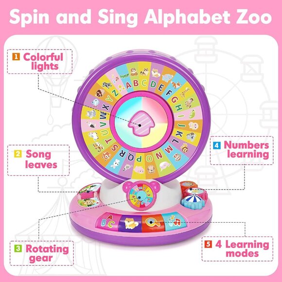 Interactive Spin and Sing Musical Toys for Toddler 12-18 Months - Picture 3 of 4